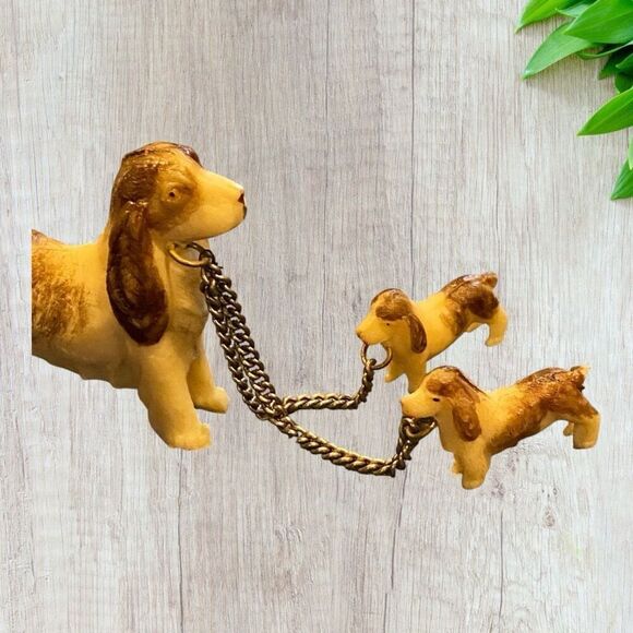 Vintage Tiny Dog Figurines Mom and Puppies Occupied Japan Cocker Spaniel - Picture 7 of 9